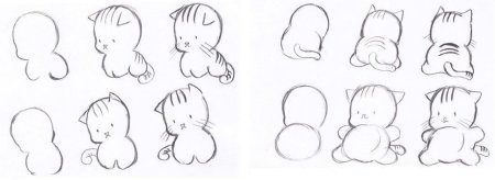 Поэтапное рисование кота для детей