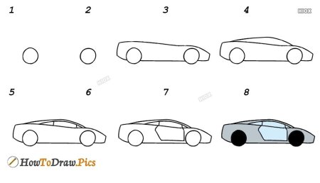 Поэтапное рисование машины для дошкольников