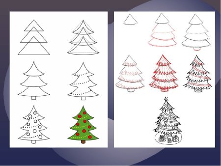 Пошаговое рисование елки для детей