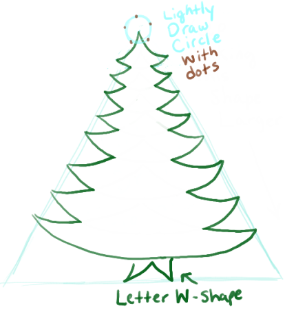 Поэтапное рисование елочки