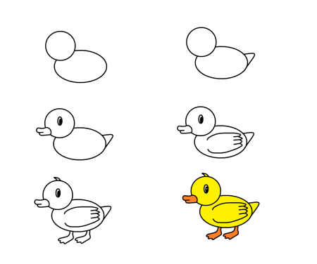 Нарисовать утенка ребенку