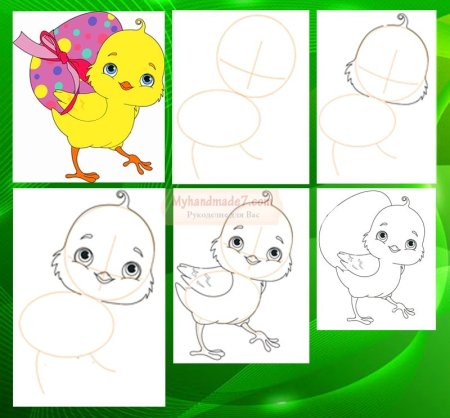 Цыпленок рисунок пошагово