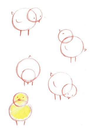 Поэтапное рисование цыпленка для детей