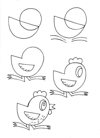 Схема рисования цыпленка