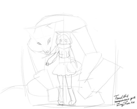 Красная шапочка поэтапное рисование