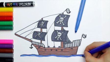 Корабль рисунок маркерами