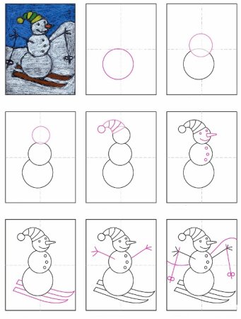 Как нарисовать снеговика. Снеговик рисунок