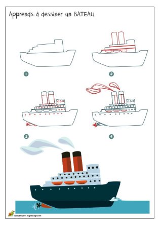 Пошаговое рисование корабля для детей