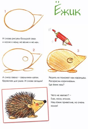 Как нарисовать ежика поэтапно для детей