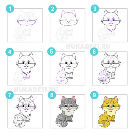Как нарисовать котенка ребенку