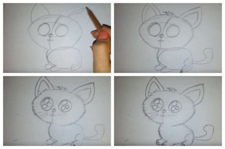 Рисование кошки пошагово