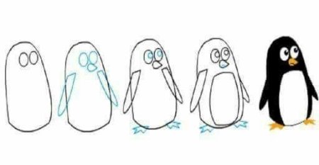Пингвин для срисовки легкие