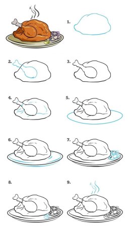 Поэтапное рисование еды