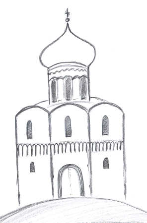 Этапы рисования храма