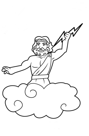 Зевс Бог древней Греции рисунок карандашом