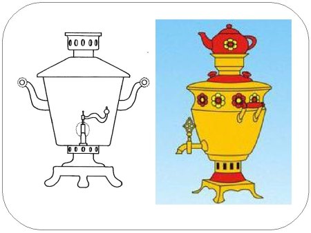 Линейно-конструктивный рисунок самовара