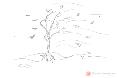 Поэтапное рисование осеннего дерева
