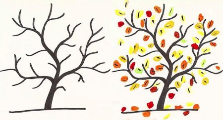 Берёза поэтапное рисование