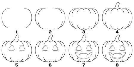 Рисунки на Хэллоуин пошагово