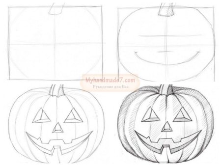 Рисунок тыквы на Хэллоуин для срисовки