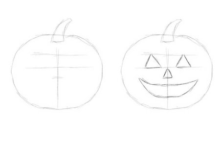 Тыква на Хэллоуин карандашом