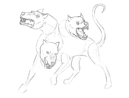 Цербер рисунок легкий