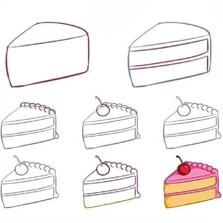 Пошаговый рисунок торта