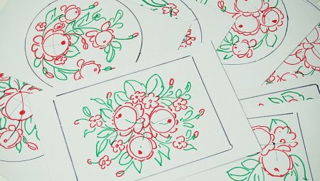 Этапы росписи жостовских подносов