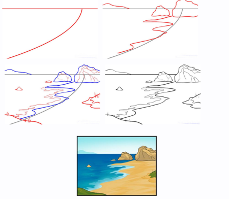 Рисование заката для детей