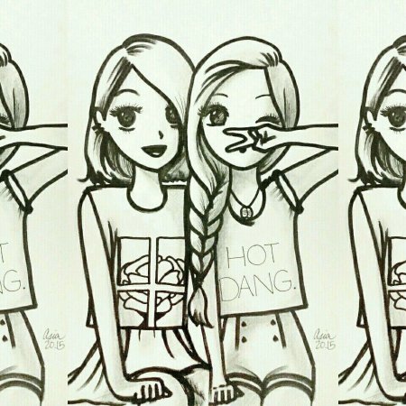 Подруги для срисовки карандашом