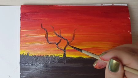 Поэтапный рисунок закат