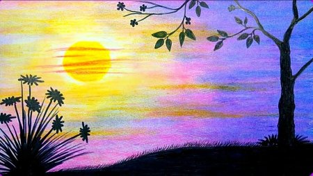 Рисунки для срисовки закат