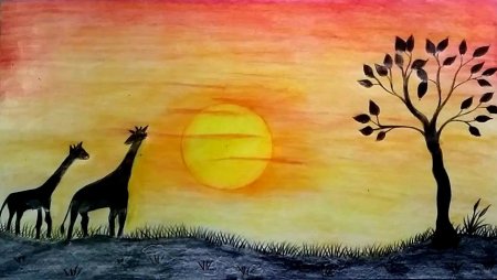 Рисование заката для детей