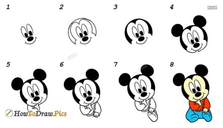 Мики и его друзья рисунок пошагово