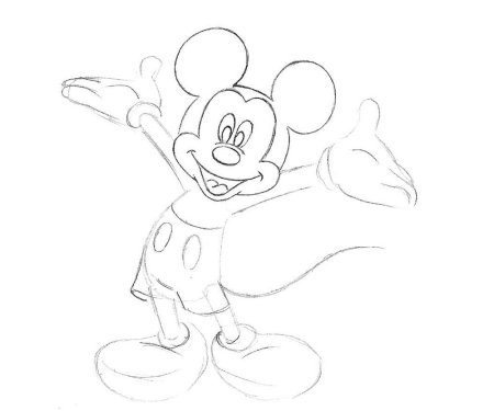 Нарисовать Микки Мауса поэтапно карандашом