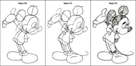 Пошаговое рисование Микки Мауса