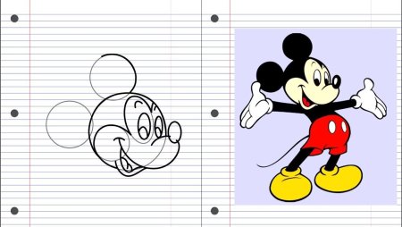 Микки Маус рисунок схематично