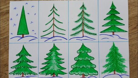 Пышная Рождественская елка рисунок карандашом