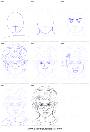 Нарисовать портрет Гарри Поттера поэтапно