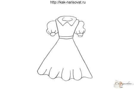 Платье пошагово рисунок