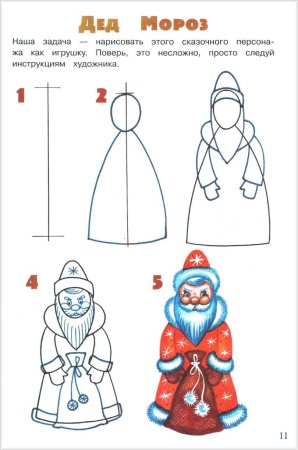 Схема рисования Деда Мороза