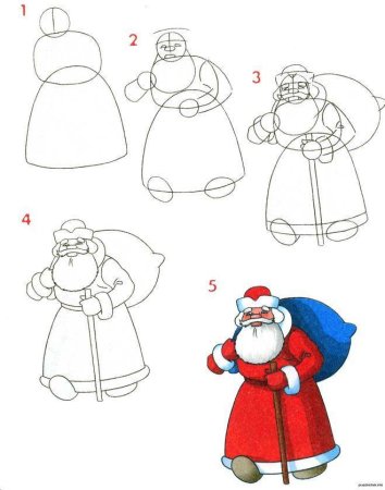 Рисуем Деда Мороза с детьми