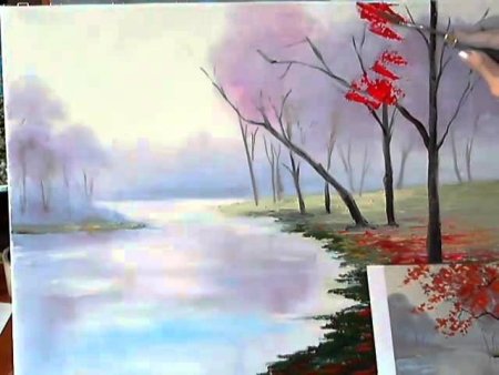 Пейзаж Весна гуашью для начинающих