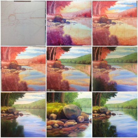 Последовательное рисование пейзажа