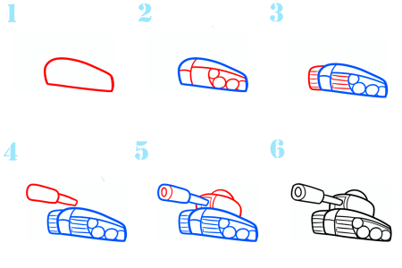 Танк спереди рисунок поэтапно