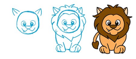 Поэтапное рисование Льва для дошкольников