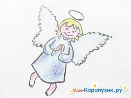 Рисунок ангела с крыльями для детей поэтапно