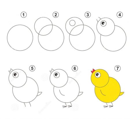 Поэтапное рисование цыпленка для детей