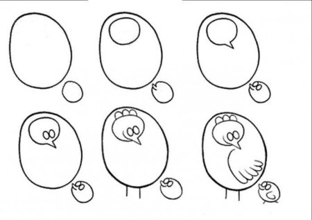 Курица поэтапное рисование