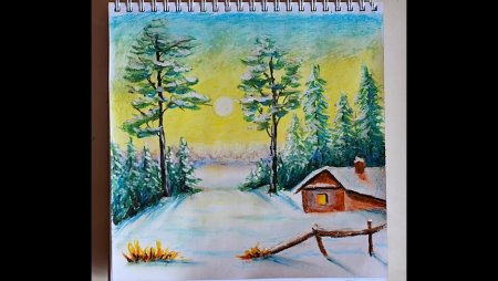 Несложный рисунок краски зимы